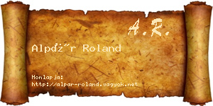 Alpár Roland névjegykártya